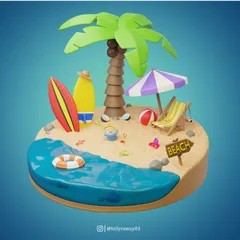 Plage tropicale Pack 3D Icon