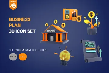 Plan de negocios 3D Icon Pack