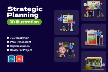 Planejamento estratégico Pacote de Illustration 3D