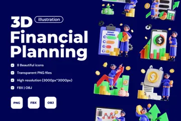 Planejamento financeiro Pacote de Illustration 3D