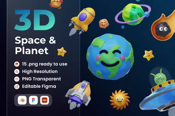 Espacio y planetas Paquete de Icon 3D