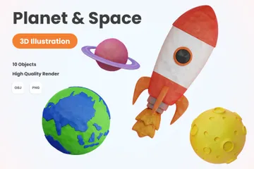 Planète et espace Pack 3D Icon