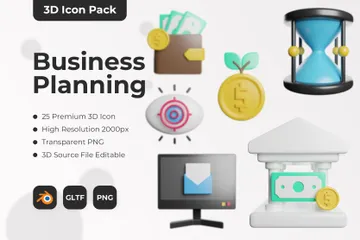 Planning d'affaires Pack 3D Icon