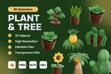 植物と木 3D Iconパック