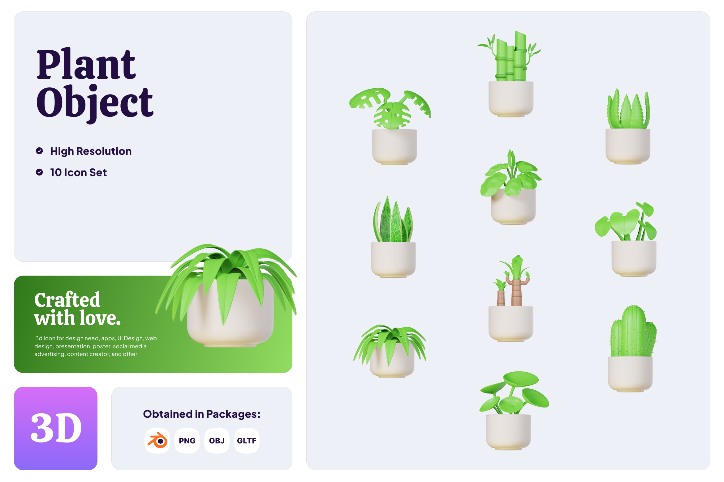 Plant Object 3D Icon Pack 10 Free Download Nature 3D Icons IconScout