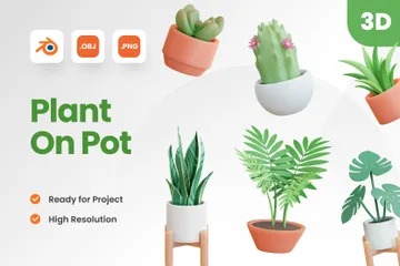 Plant On Pot 3D Icon Pack