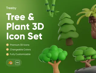Árvore e planta Pacote de Icon 3D