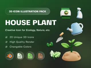 Pack d'illustrations 3D de plantes d'intérieur Pack 3D Icon