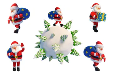 Plasticina Papai Noel Pacote de Illustration 3D