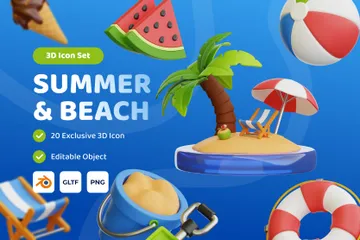 Playa de verano Paquete de Icon 3D