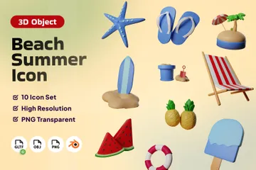 Playa verano Paquete de Icon 3D