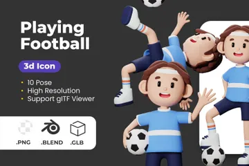 Playing Football 3D Illustration Pack