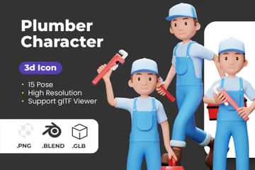 Plumber Character 3D Illustration Pack