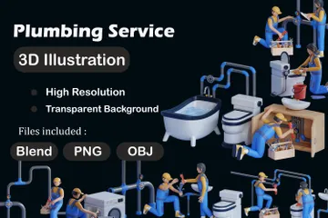 Plumbing Service 3D Illustration Pack
