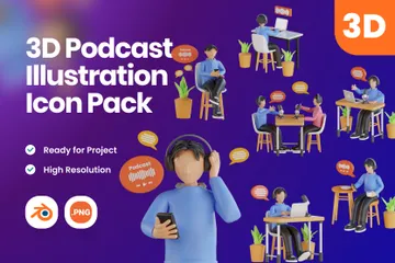 Podcast 3D Illustration Pack