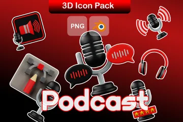 Podcast Pacote de Icon 3D