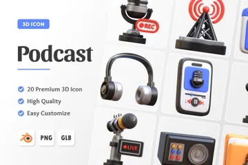 Podcast Pacote de Icon 3D