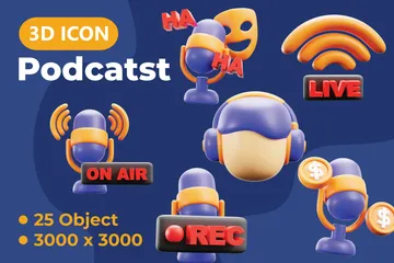 Podcast Pacote de Icon 3D