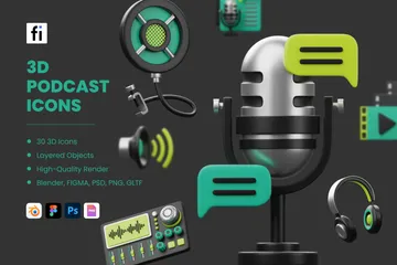 Podcast Pacote de Icon 3D