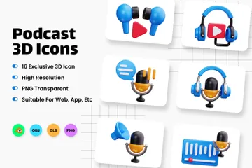 Podcast 3D Icon Pack