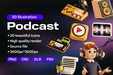 Podcast 3D Icon Pack