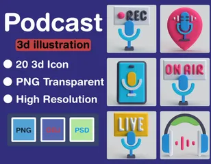 Podcast 3D Icon Pack