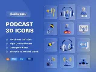 Podcast 3D Icon Pack