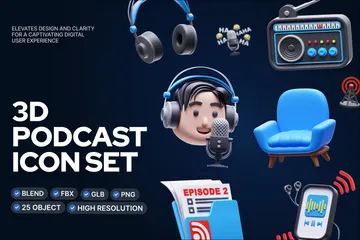 Podcast 3D Icon Pack