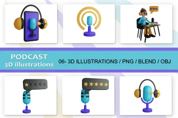 Podcast Pacote de Illustration 3D