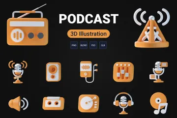 PODCAST 3D Icon Pack