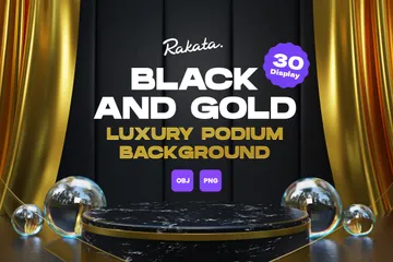 Pódio de luxo preto e dourado Pacote de Illustration 3D