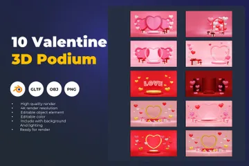 Podio de San Valentín Paquete de Illustration 3D