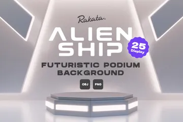 Podio futurista de nave alienígena Paquete de Illustration 3D