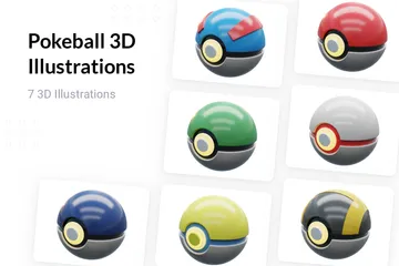 Pokebola Paquete de Illustration 3D