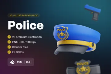 Police 3D Icon Pack