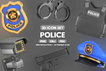 Police 3D Icon Pack