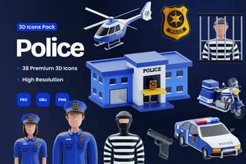 Police 3D Icon Pack