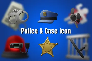 Police And Case 3D Icon Pack