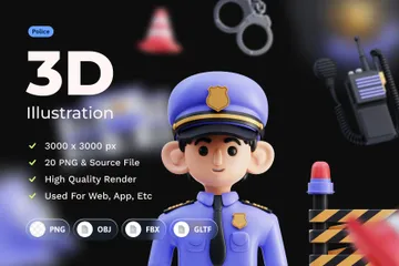 Police et équipement Pack 3D Icon