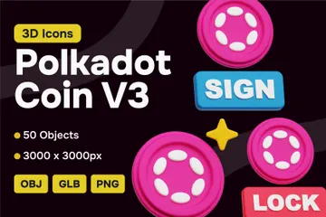 Polkadot Crypto Coin V3 3D Icon Pack