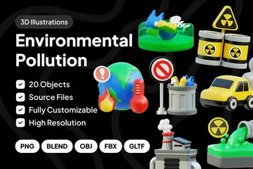 Poluição ambiental Pacote de Icon 3D