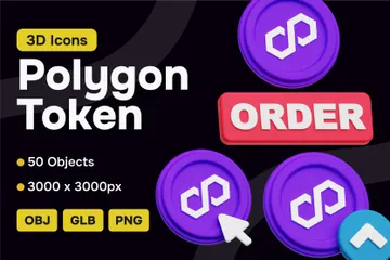 Polygon Crypto Token 3D Icon Pack