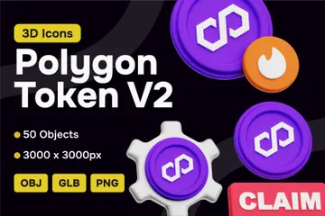 Polygon Crypto Token V2 3D Icon Pack