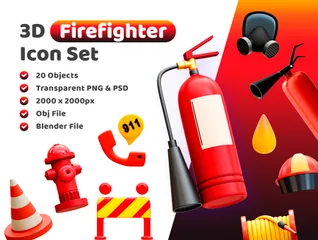 Sapeur pompier Pack 3D Illustration