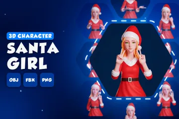 Santa Girl - Portrait à moitié corps Pack 3D Illustration