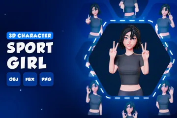 Fille sportive – Portrait à moitié corps Pack 3D Illustration