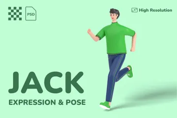 Expression et pose de Jack Pack 3D Illustration