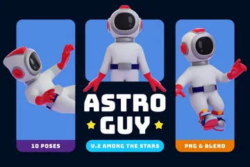 Pose de astronauta flotando Paquete de Illustration 3D