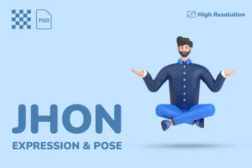 Expressão e pose de Jhon Pacote de Illustration 3D