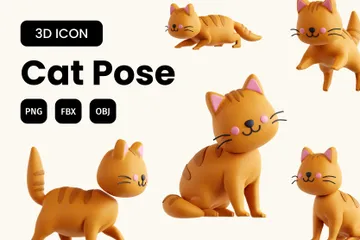 Postura de gato Pacote de Icon 3D